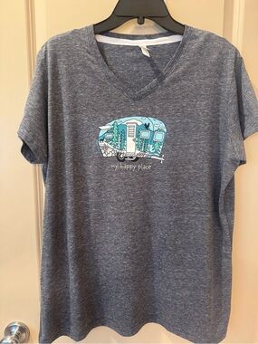 Heather Dark Gray My Happy Place' V-Neck Tee